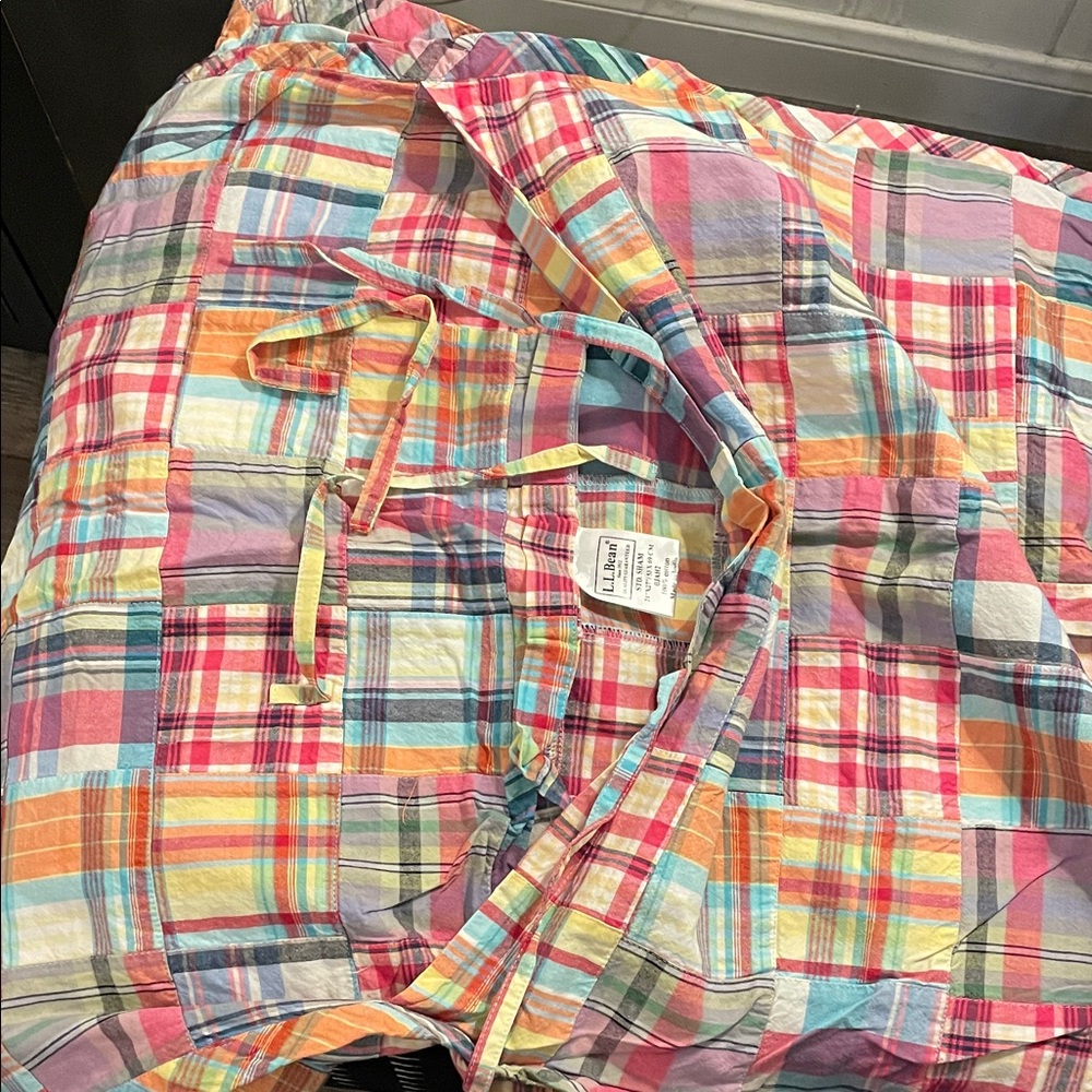 LL Bean Patchwork Duvet Cover and 2 pillow shams-Bright Madras-Inspired Cotton - Picture 7 of 8